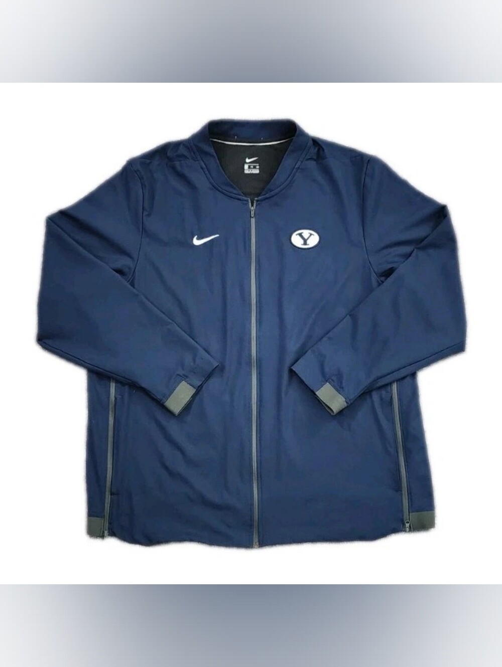 Nike BYU Cougars Jacket Mens XXL Navy Blue Full Zip Side Vents and Zip